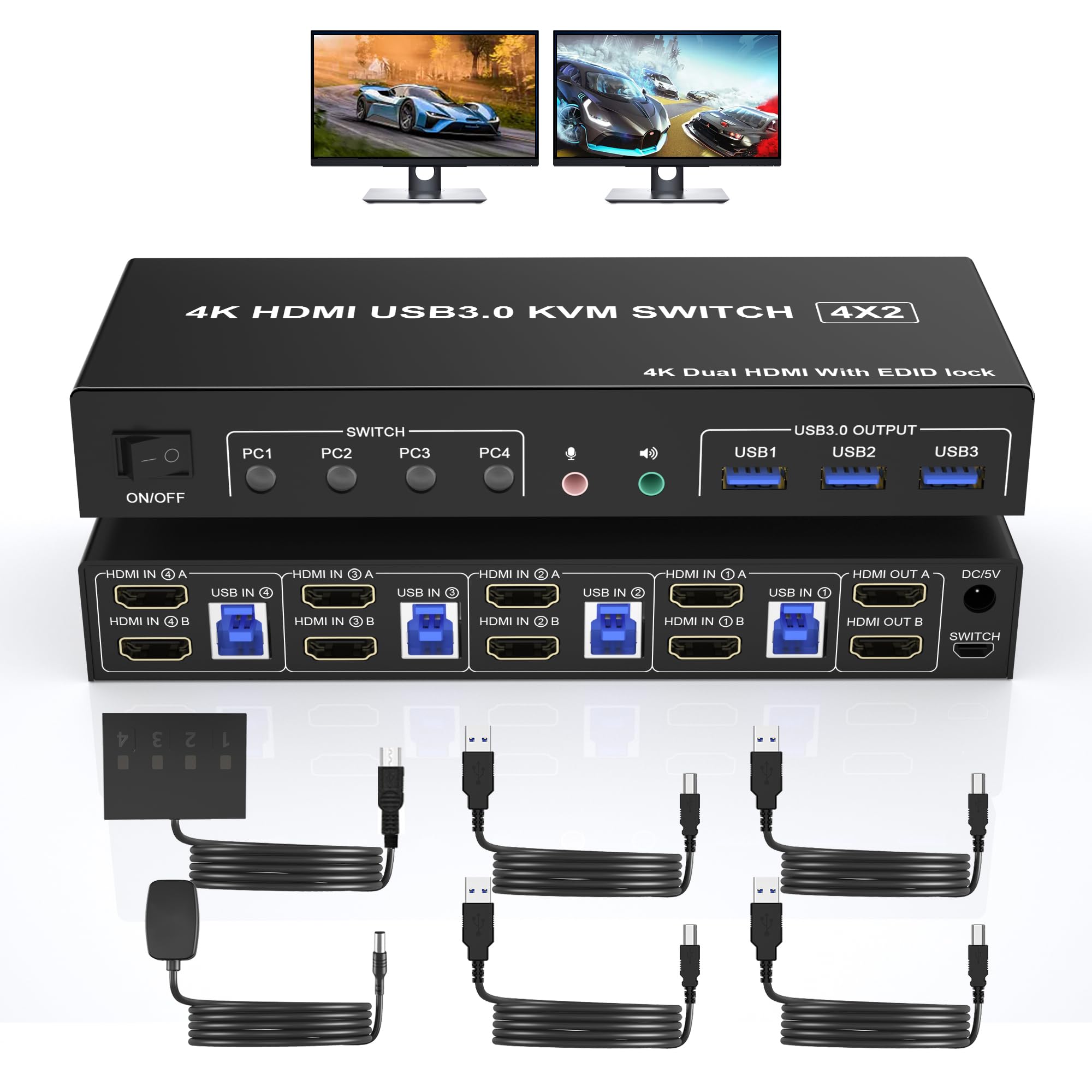 4K USB 3.0 KVM Switch HDMI Dua – Dual Monitor Stand recenzja i cena